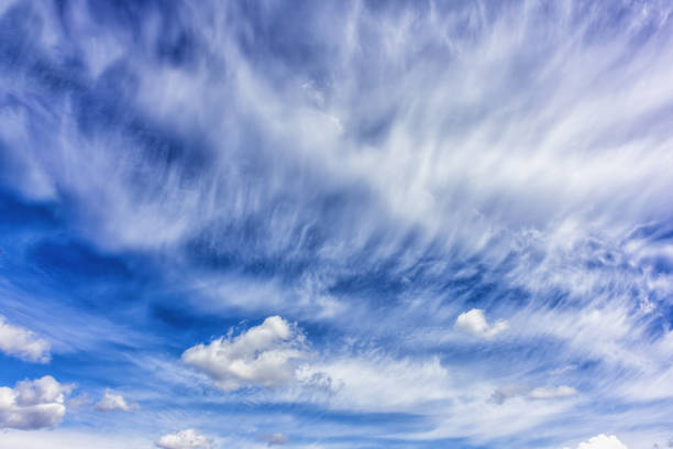 summer white feather clouds floating in the wind in the blue sky