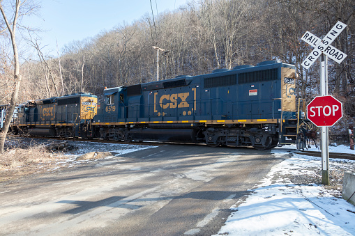 CSX diesel locomotive number 6519 a General Motors Electro- Motive Division GP40 near Industry Pa photograph taken Feb 2024