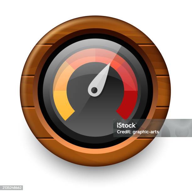 3d Speedometer Vector Speedometer In A Wooden Frame Vector 3d Clipart Isolated On A Dark ...