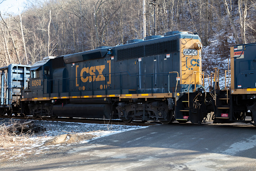CSX diesel locomotive number 6060 a General Motors Electro- Motive Division GP40 near Industry Pa photograph taken Feb 2024