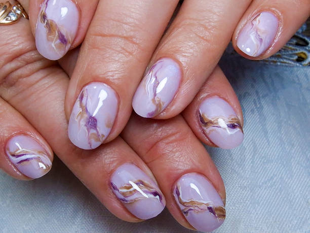 Close-up of a professional modern gel manicure