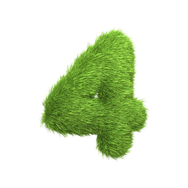 istock The number 4 shaped from dense green grass, set against a pure white backdrop 2135289898