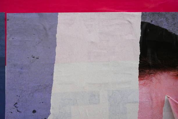 The cracks are showing: national flag of France behind broken glass, with heavy grain and other distressed elements.