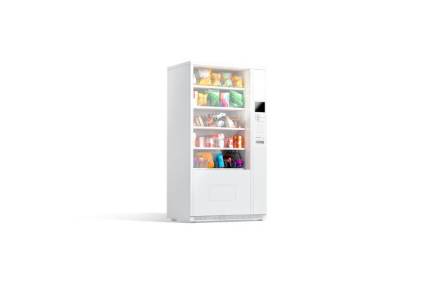 istock Blank white vending machine with snacks and drinks mockup, isolated 2135315838