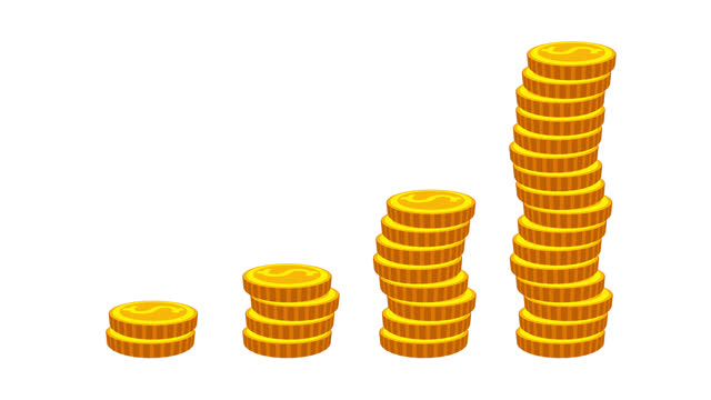 Money coin growth graph animation.