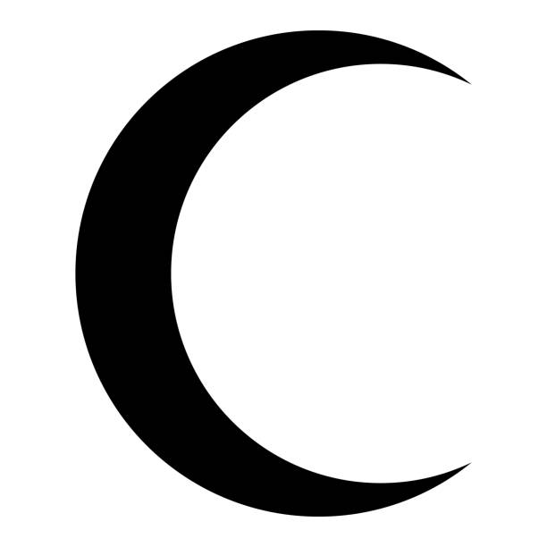 crescent moon shape symbol, black and white silhouette vector illustration of simple lunar phase crescent moon shape symbol, black and white silhouette vector illustration of simple lunar phase isolated on white background crescent stock illustrations
