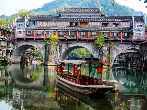 istock Boat moored in the Tuanjiang River 2135347572