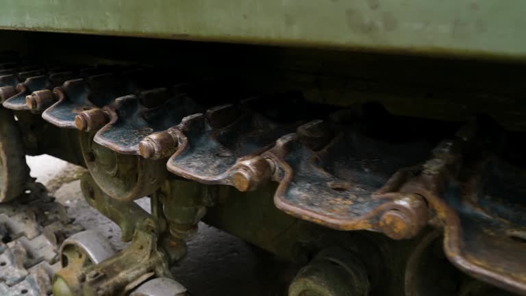 Mid-20th century artillery tractor rollers and tracks