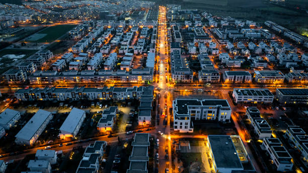Residential district at dusk