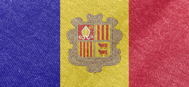 Andorra flag cotton material wide flags wallpaper colored fabric Andorran flag background