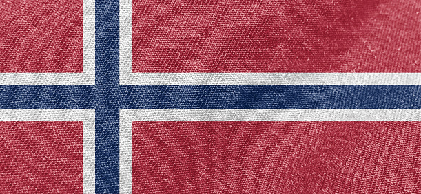 Norway flag fabric cotton material wide flag wallpaper, Textured national flag of Norway for graphic and web design purposes.