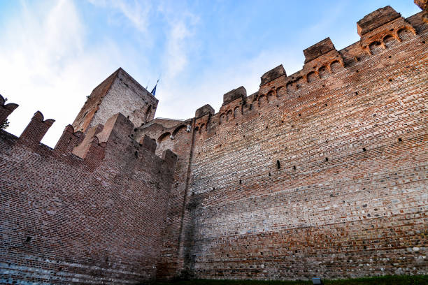 Remains of a medieval castle in Borghetto, a small village on the banks of the River Mincio. Valeggio sul Mincio municipality. Verona Province. Veneto. Italy.