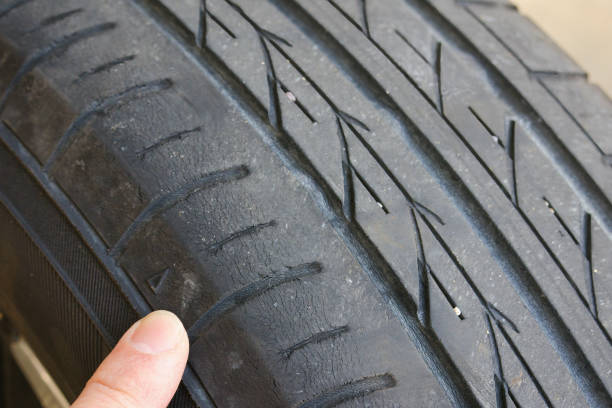 istock Check the triangular mark on the tire slip sign. 2135475173