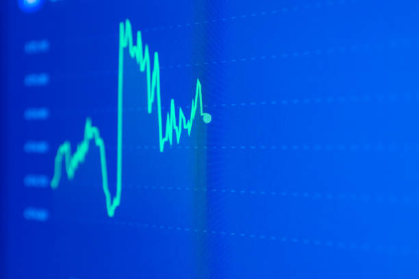 istock Stock market upwards chart on the screen. Selective focus.Low angle. 2135517989