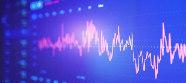 istock Stock market down chart on the screen. Selective focus.Low angle.Banner,advertisement. 2135518445