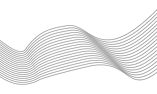 creative black line wave art abstract vector template illustration on white background