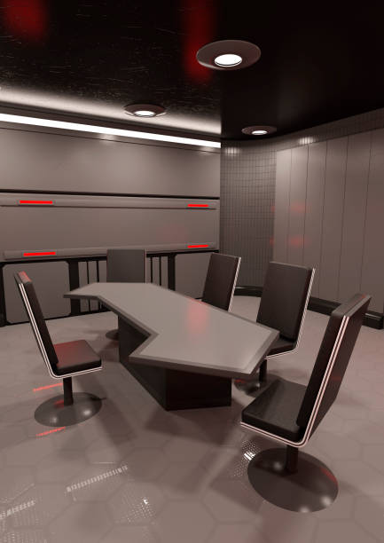 istock 3D Rendering Science Fiction Meeting Room 2135571619