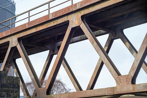 details of a rusty bridge