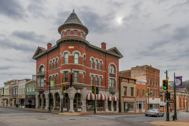 Staunton, Virginia, USA - February 24, 2024:  Historical downtown incorporated in 1801  but was first settled in 1732.