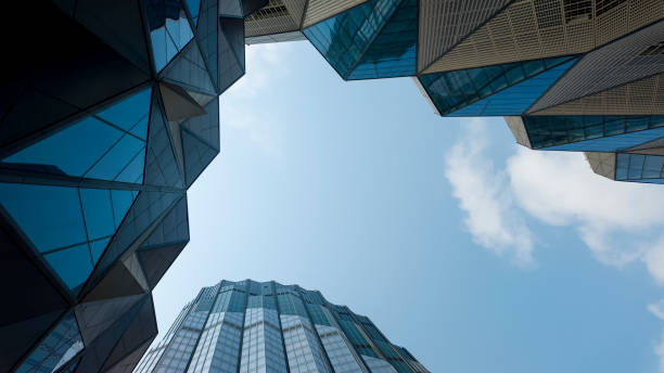 istock Low angle vision of modern urban skyscrapers 2135640353