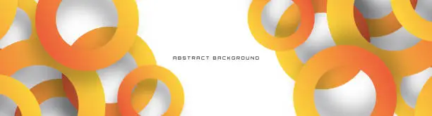 Vector illustration of 3D orange white geometric abstract background overlap layer on bright space with circles shapes effect decoration. Minimal banner with paper cut style. Modern graphic design element cutout style concept for web, flyer, card, cover, or brochure