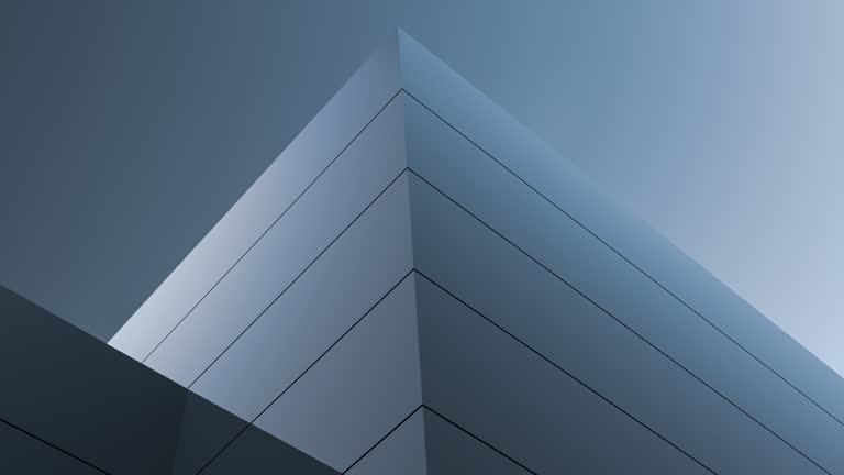 Block building, night, structure minimalism architecture design,wall,animation.3D render