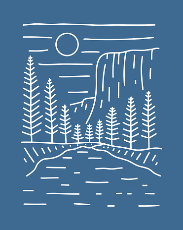 El Capitan Yosemite National Park mono line art design for t shirt badge sticker illustration