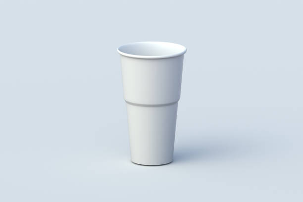 istock Plastic glass for beer on orange background. Empty disposable opaque cup. 3d render 2135713859