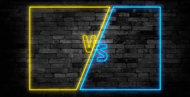 istock Neon Versus set. Different neon frames with VS letters. Frame for competition. Neon battle banner. Vector design template for web and social media. 2135781234