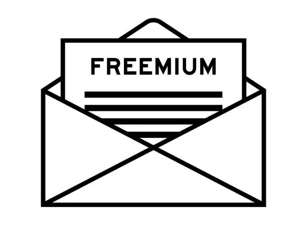 Vector illustration of Envelope and letter sign with word freemium as the headline