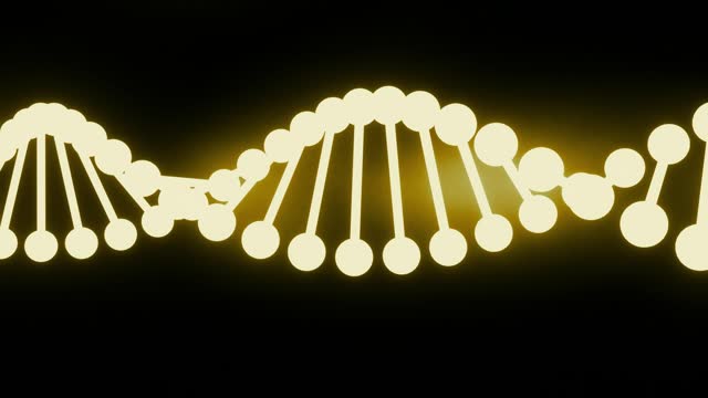 abstract DNA on black background. Seamless loop 3D animation Conceptual design of genetic information for science animation. molecule. chromosomes. science, biology
