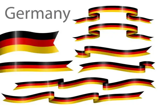 Vector illustration of set of flag ribbon with colors of Germany for independence day celebration decoration