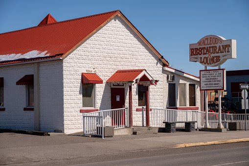 Fort MacLeod, Alberta - March 31, 2024: MacLeod's Restaurant & Lounge in Fort MacLeod Alberta.