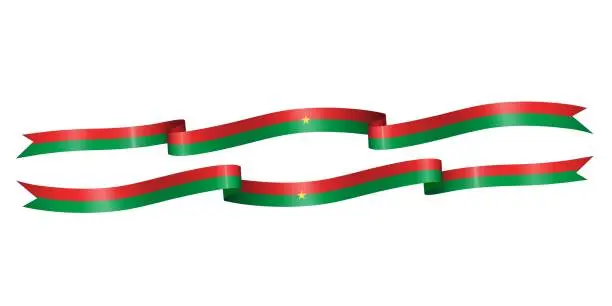 Vector illustration of set of flag ribbon with colors of Burkina Faso for independence day celebration decoration