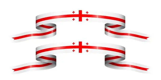 Vector illustration of set of flag ribbon with colors of Georgia for independence day celebration decoration