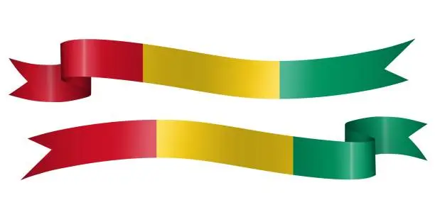 Vector illustration of set of flag ribbon with colors of Guinea for independence day celebration decoration