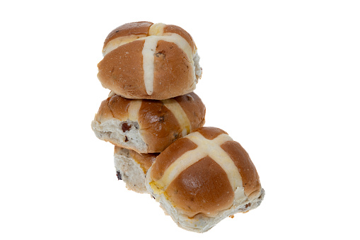 Hot cross buns for Easter - white background