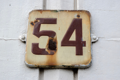 Close Up House Number 54 At Amsterdam The Netherlands 26-3-2024