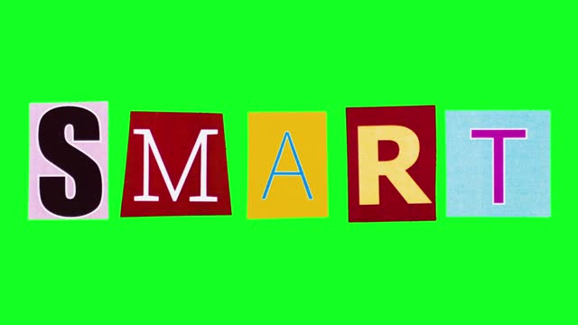 The word smart made of cut letters crumpling and unwrapping on alpha channel