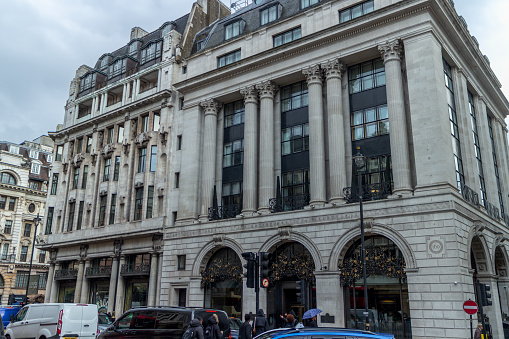 Old building in London on Piccadilly in March 2023