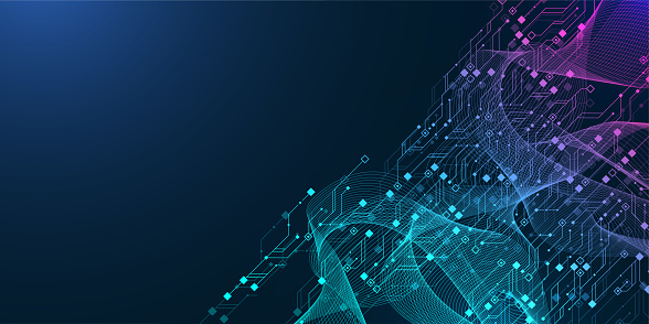 Technology Bared Modern Technology Banner Template With Circuit Board Texture Quantum ...