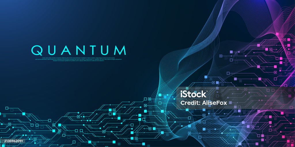 Ilustración de Quantum Computer Technologies Concept Futuristic Blue ...