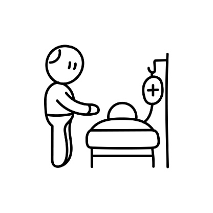 Hand Drawn flat icon for hospital bed admit