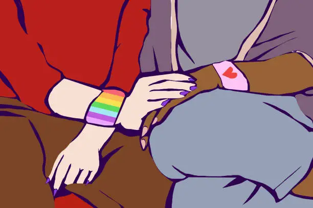 Vector illustration of Let's hold hands this Pride month