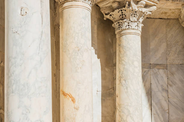 Marble columns at facade of Basilica di San Marco in Venice, Italy