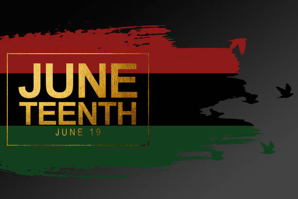 Hand draw Juneteenth Freedom Day flag in vector format. Flag with words Emantipation Day for poster. Juneteenth symbol background. Concept design.