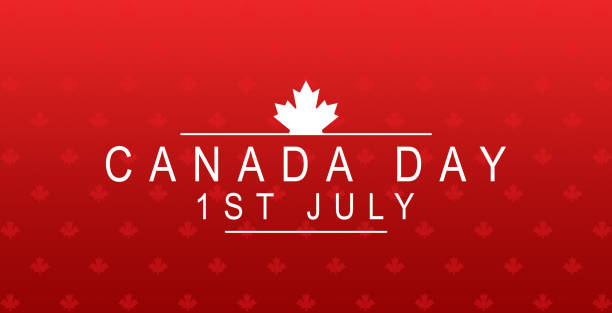 happy canada day background design with red maple leaf. vector illustration for greeting card, decoration and covering - flag canada canadian flag maple leaf imagens e fotografias de stock