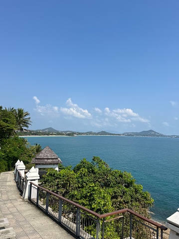 Lad Koh Viewpoint look-out point provides sweeping views of the coastline of Koh Samui Island, Thailand