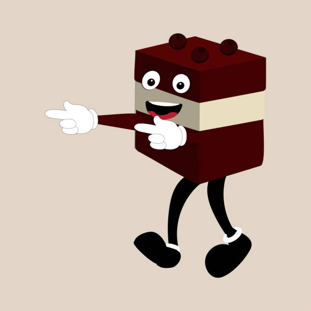 Groovy cake sliced cartoon mascot character Groovy cake sliced cartoon mascot character with smile. Funny retro birthday cake slice in sneakers, confectionery mascot, Graphic element for website drawing of a happy birthday smiley emoticon stock illustrations