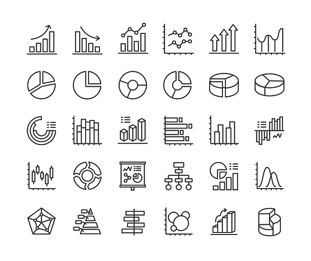 Infographic Elements Line Icons. Pixel perfect. Editable stroke. Vector illustration.